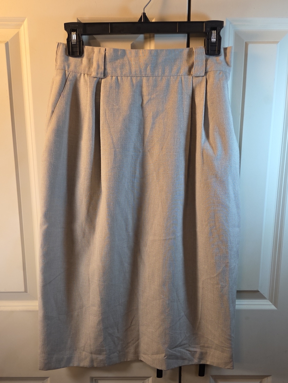 Classic Midi Pleated Skirt in Light Beige